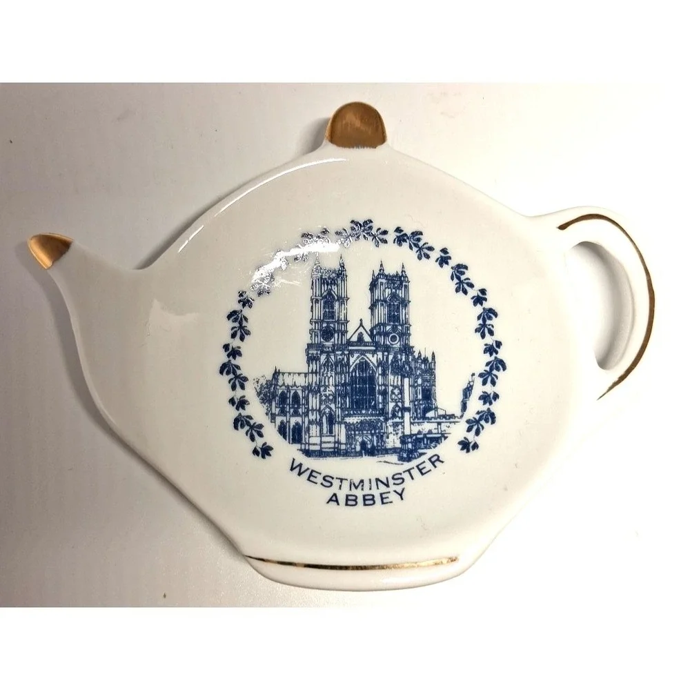Westminster‎ Abbey Souvenir Teabag Holder Plate Teapot Shape